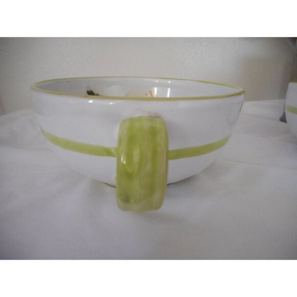 Set of 2 Vintage Italy Handpainted Floral Mug Handle Bowls Soup Coffee Cereal - Picture 5 of 6